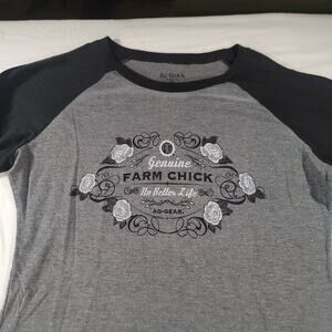 AG Gear Genuine Farm Chick No Better Life Graphic T Shirt Womens Size S Gray